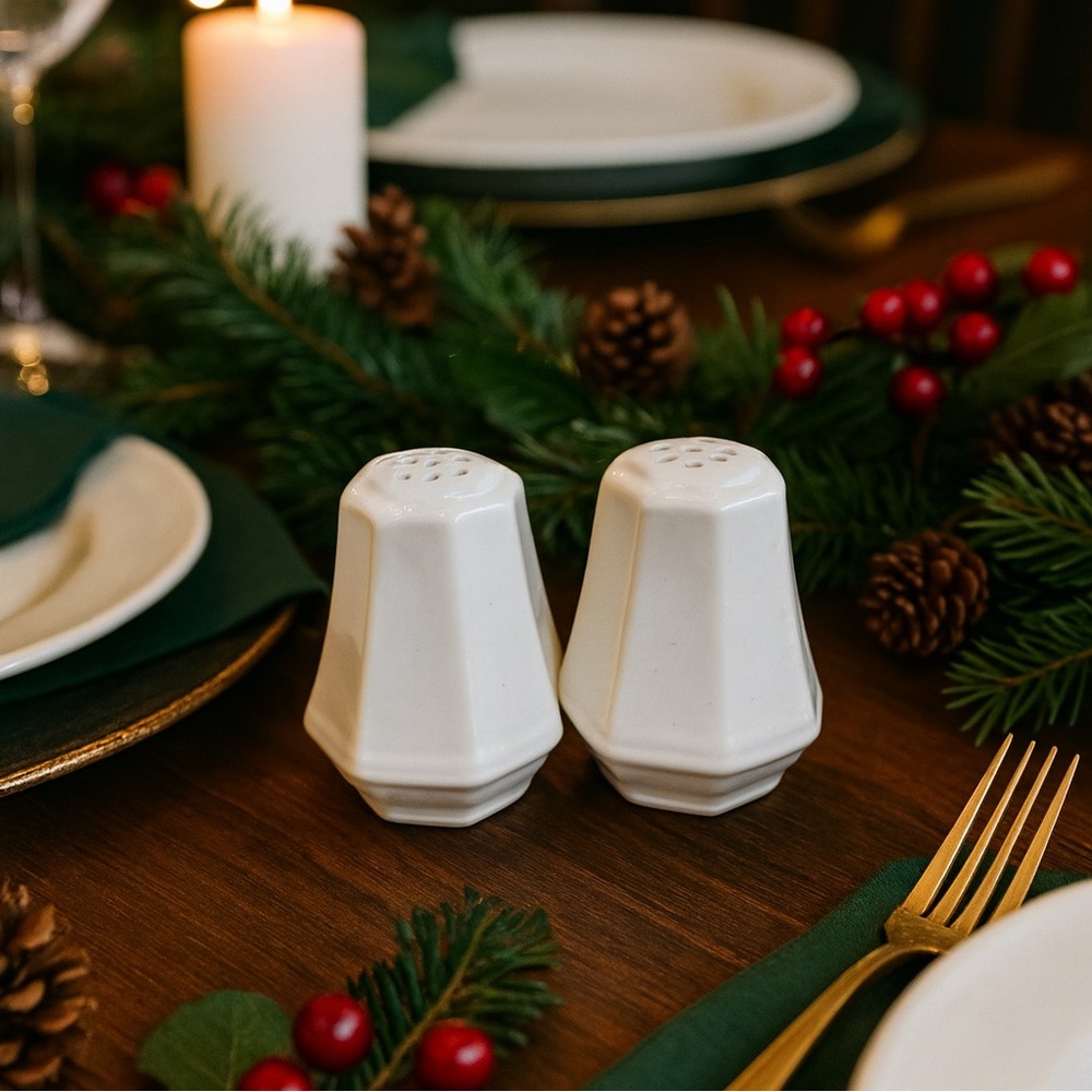 White Ceramic Salt and Pepper Shakers